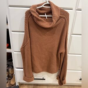 Cozy Brown Turtleneck Sweater - Free People